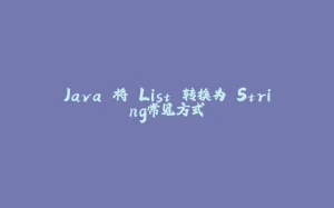 Java 将 List 转换为 String常见方式-拾光赋