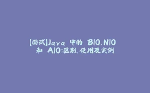 【面试】Java 中的 BIO、NIO 和 AIO:区别、使用及实例-拾光赋