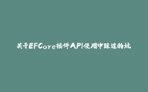 关于EFCore插件API使用中踩过的坑-拾光赋