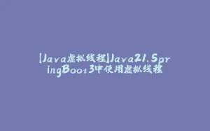 【Java虚拟线程】Java21、SpringBoot3中使用虚拟线程-拾光赋