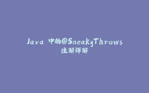 Java 中的@SneakyThrows注解详解-拾光赋