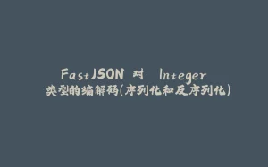 FastJSON 对 `Integer` 类型的编解码(序列化和反序列化)-拾光赋