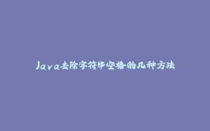 Java去除字符串空格的几种方法-拾光赋