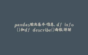 pandas输出基本信息，df.info()和df.describe()函数详解-拾光赋