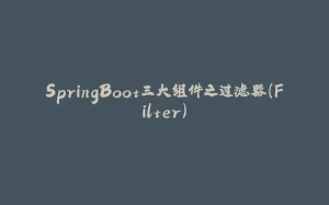 SpringBoot三大组件之过滤器(Filter)-拾光赋