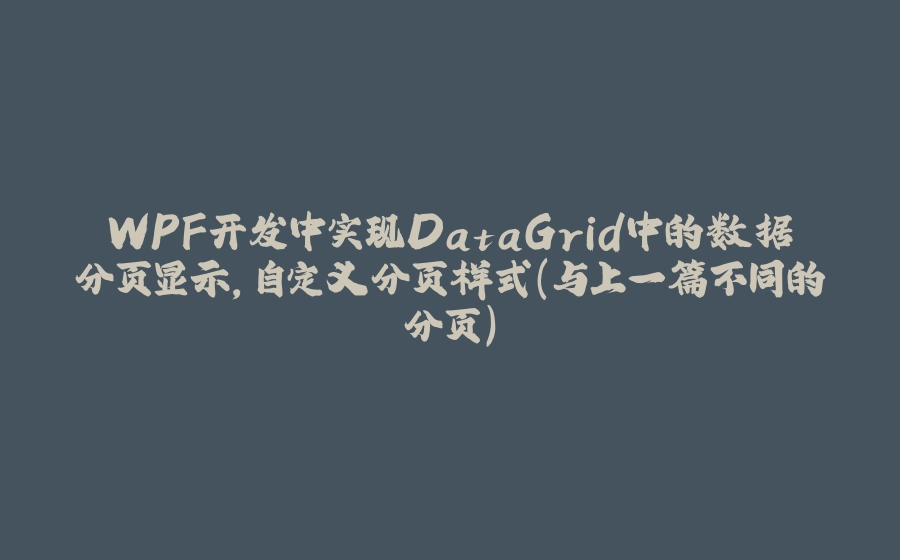 WPF开发中实现DataGrid中的数据分页显示，自定义分页样式（与上一篇不同的分页） - 拾光赋-拾光赋