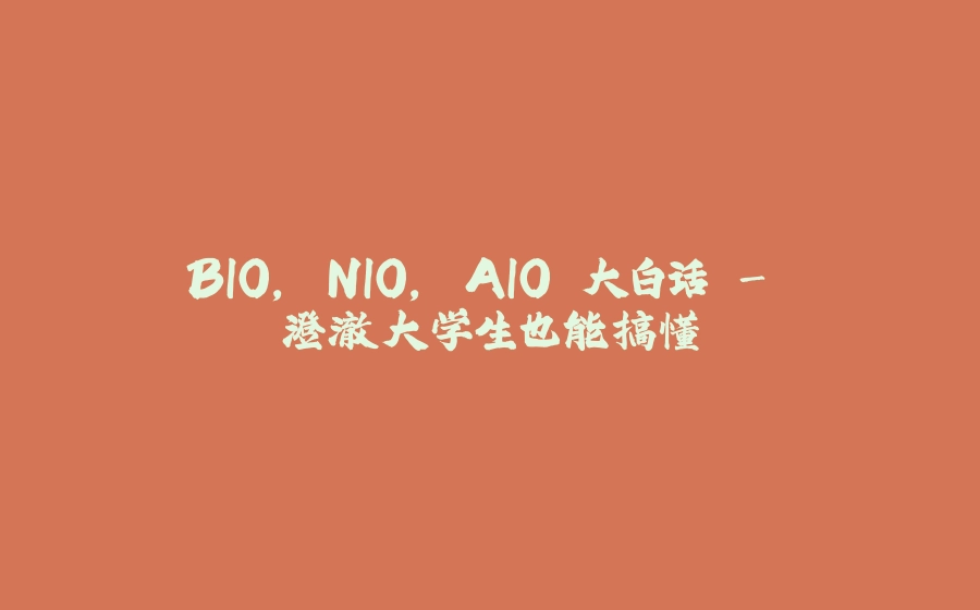 BIO, NIO, AIO 大白话 - 澄澈大学生也能搞懂 - 拾光赋-拾光赋
