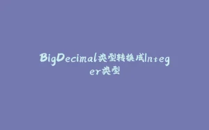 BigDecimal类型转换成Integer类型-拾光赋