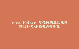 vivo Pulsar 万亿级消息处理实践(3)-KoP指标异常修复-拾光赋