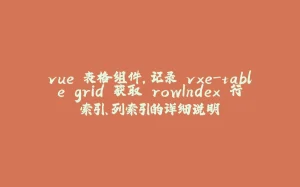 vue 表格组件，记录 vxe-table grid 获取 rowIndex 行索引、列索引的详细说明-拾光赋