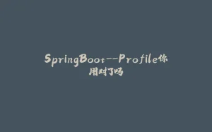 SpringBoot--Profile你用对了吗-拾光赋