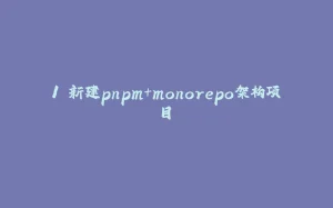 1.新建pnpm+monorepo架构项目-拾光赋