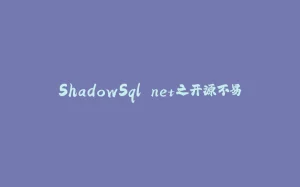ShadowSql.net之开源不易-拾光赋