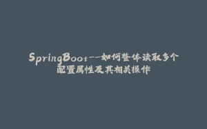 SpringBoot--如何整体读取多个配置属性及其相关操作-拾光赋