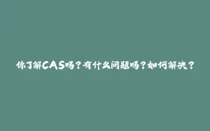 你了解CAS吗？有什么问题吗？如何解决？-拾光赋