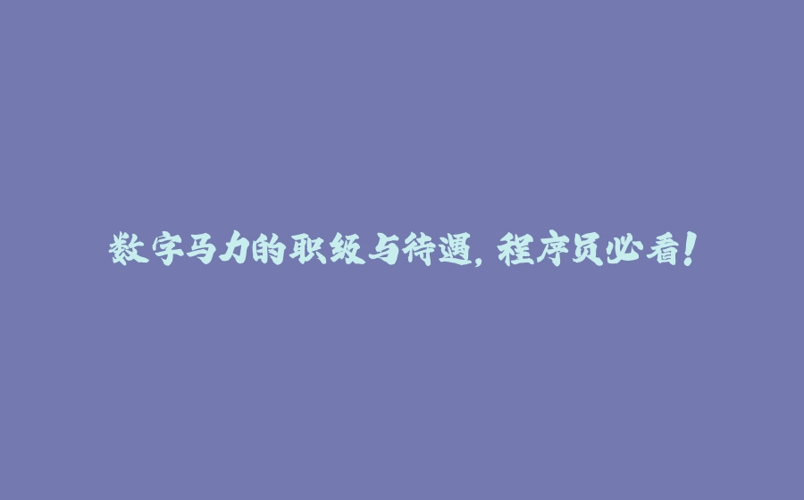 数字马力的职级与待遇，程序员必看！ - 拾光赋-拾光赋