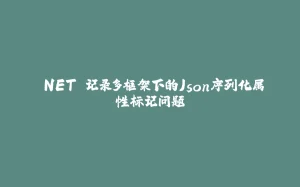 .NET 记录多框架下的Json序列化属性标记问题-拾光赋