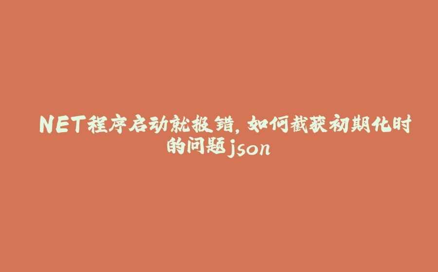 .NET程序启动就报错，如何截获初期化时的问题json - 拾光赋-拾光赋