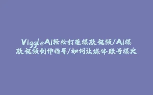 ViggleAi轻松打造爆款视频/Ai爆款视频创作指导/如何让媒体账号爆火-拾光赋