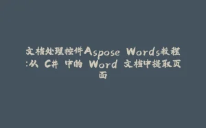 文档处理控件Aspose.Words教程：从 C# 中的 Word 文档中提取页面-拾光赋