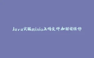 Java实现minio上传文件加解密操作-拾光赋