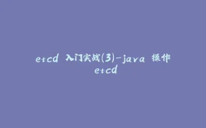 etcd 入门实战(3)-java 操作 etcd-拾光赋