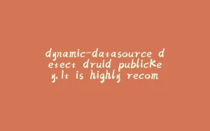 dynamic-datasource detect druid publicKey,It is highly recommended that you use the built-in encryption method-拾光赋