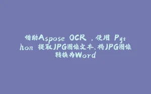 借助Aspose.OCR ，使用 Python 提取JPG图像文本、将JPG图像转换为Word-拾光赋