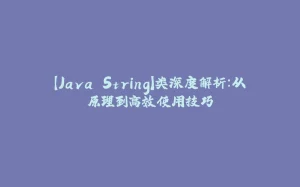 【Java String】类深度解析:从原理到高效使用技巧-拾光赋