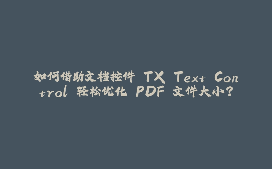 如何借助文档控件 TX Text Control 轻松优化 PDF 文件大小？ - 拾光赋-拾光赋