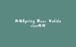 死磕Spring Boot Validation校验-拾光赋