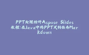 PPT处理控件Aspose.Slides教程：在Java中将PPTX转换为Markdown-拾光赋