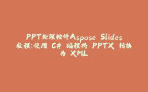 PPT处理控件Aspose.Slides教程：使用 C# 编程将 PPTX 转换为 XML-拾光赋