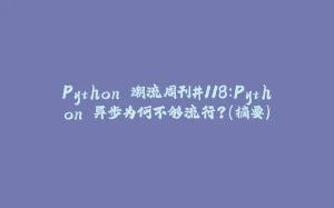 Python 潮流周刊#118：Python 异步为何不够流行？（摘要）-拾光赋