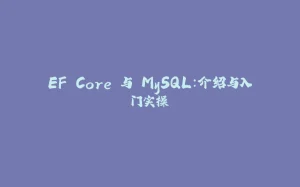 EF Core 与 MySQL：介绍与入门实操-拾光赋