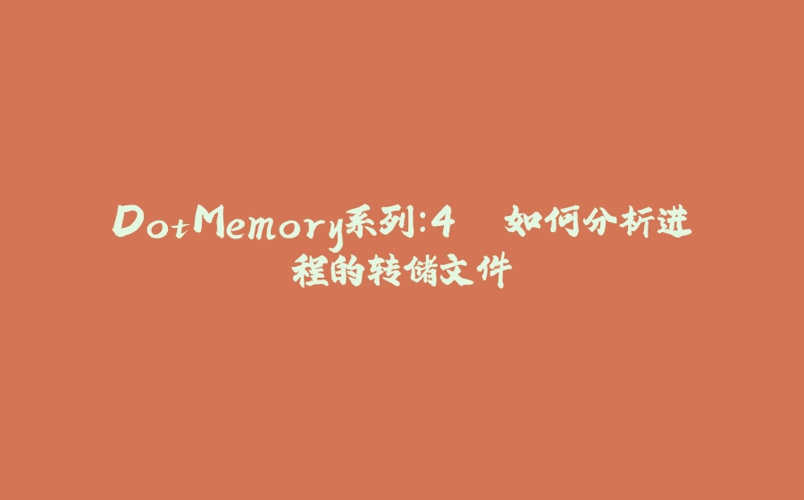 DotMemory系列：4. 如何分析进程的转储文件 - 拾光赋-拾光赋