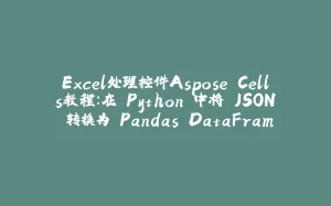 Excel处理控件Aspose.Cells教程：在 Python 中将 JSON 转换为 Pandas DataFrame-拾光赋