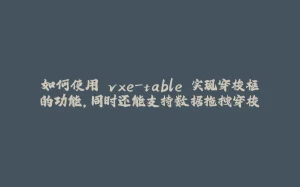 如何使用 vxe-table 实现穿梭框的功能，同时还能支持数据拖拽穿梭-拾光赋