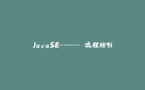 JavaSE----- 流程控制-拾光赋