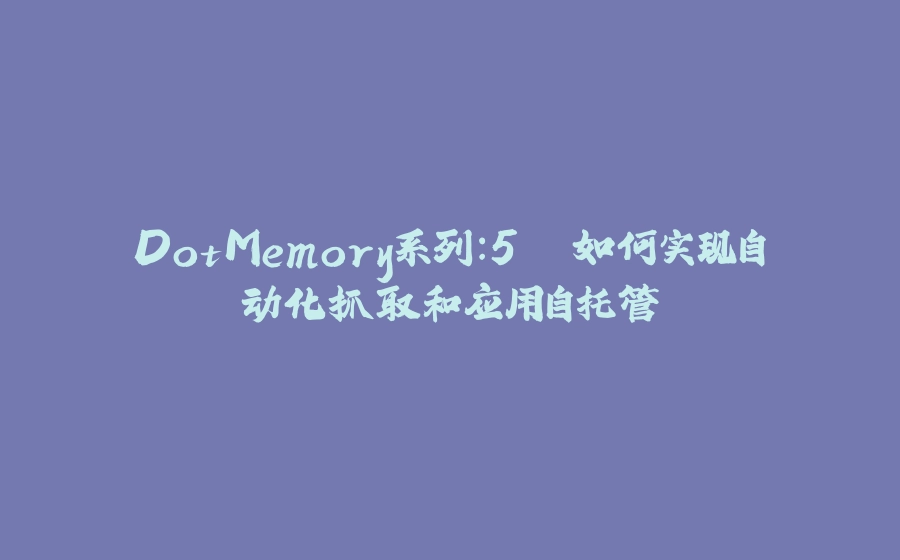 DotMemory系列：5. 如何实现自动化抓取和应用自托管 - 拾光赋-拾光赋