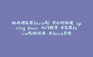 挑战用飞算JavaAI 半小时搭建 spring boot 入门程序 #飞算JavaAI炫技赛 #Java开发-拾光赋