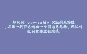 如何用 vxe-table 实现列头筛选，在每一列下方增加一个筛选单元格，可以对数据直接进行渲染，-拾光赋
