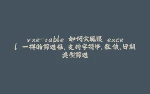 vxe-table 如何实现跟 excel 一样的筛选框，支持字符串、数值、日期类型筛选-拾光赋