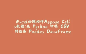 Excel处理控件Aspose.Cells教程：在 Python 中将 CSV 转换为 Pandas DataFrame-拾光赋