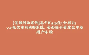 【金融行业案例】基于Vaadin全栈Java框架重构内部系统,全面提升开发效率与用户体验-拾光赋