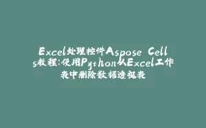 Excel处理控件Aspose.Cells教程：使用Python从Excel工作表中删除数据透视表-拾光赋