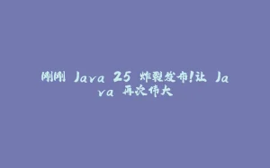 刚刚 Java 25 炸裂发布！让 Java 再次伟大-拾光赋