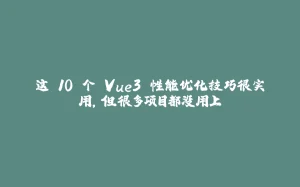 这 10 个 Vue3 性能优化技巧很实用，但很多项目都没用上-拾光赋