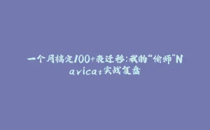 一个月搞定100+表迁移：我的“偷师”Navicat实战复盘-拾光赋