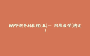 WPF新手村教程（五）— 附魔教学（绑定）-拾光赋